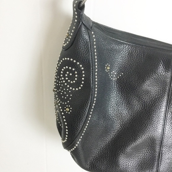 Brighton Breeze Leather HOBO Bag Purse Studded Retail $260 Black - Picture 4 of 10